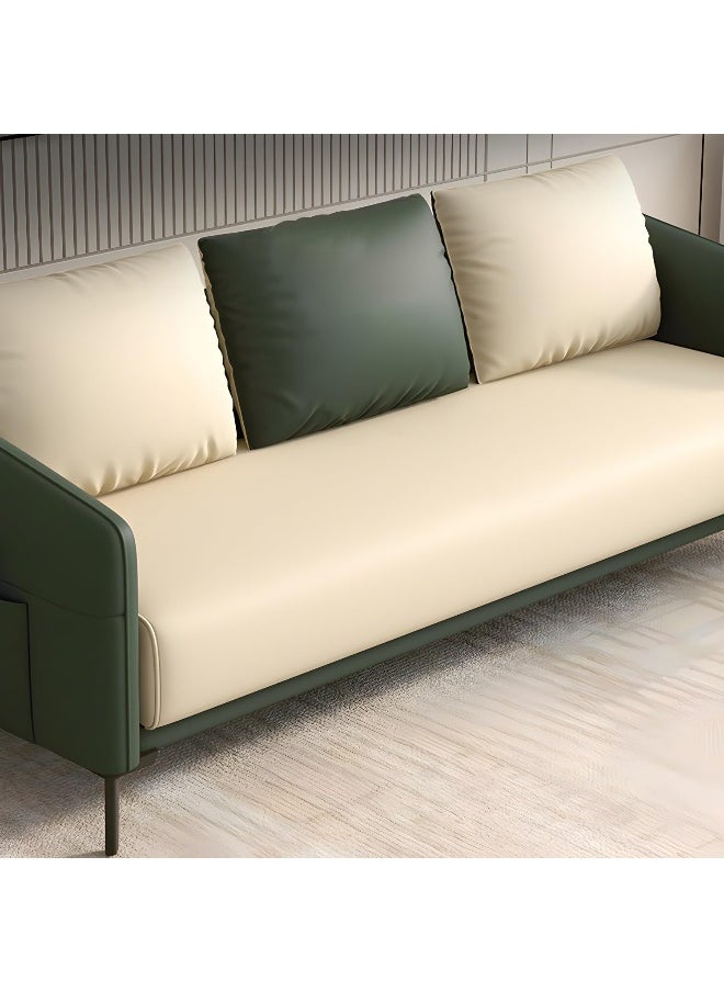 Comfynest - Modern Wood Frame Standard Sofa With Square Arms In Solid Color And Tear Resistant - Leather 160 X 70 X 73 Cm Orange - Image 1