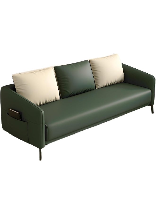 Comfynest - Modern Wood Frame Standard Sofa With Square Arms In Solid Color And Tear Resistant - Leather 160 X 70 X 73 Cm Orange - Image 1