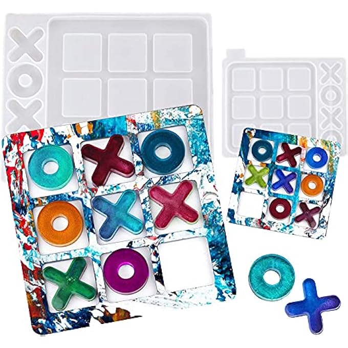 TicTacToe Mold TicTacToe Board Game Resin Molds Fun Family Board Game Silicone Resin Mould Kit for DIY Craft Kids Adults Table Game Party Supplies Farmhouse Home Decor Gift