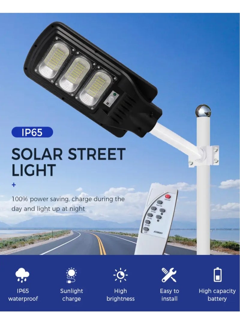 جورتان JORTAN 150 Watt Solar Street Light، ضوء الشارع من الغسق إلى الفجر، IP 66، تحريض جسم الإنسان، مصباح LED بالطاقة الشمسية بمستشعر الحركة، بطارية 12000 مللي أمبير، لوحة شمسية 9 وات، 12-15 احتياطية - Image 3