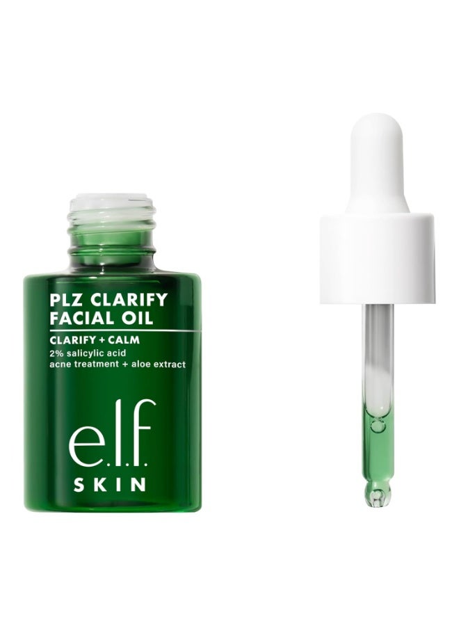 elf e.l.f. SKIN PLZ Clarify Facial Oil, Face Oil For Treating & Preventing Acne, Helps Calm Redness, Made with Salicylic Acid, Vegan & Cruelty-Free, 1 oz