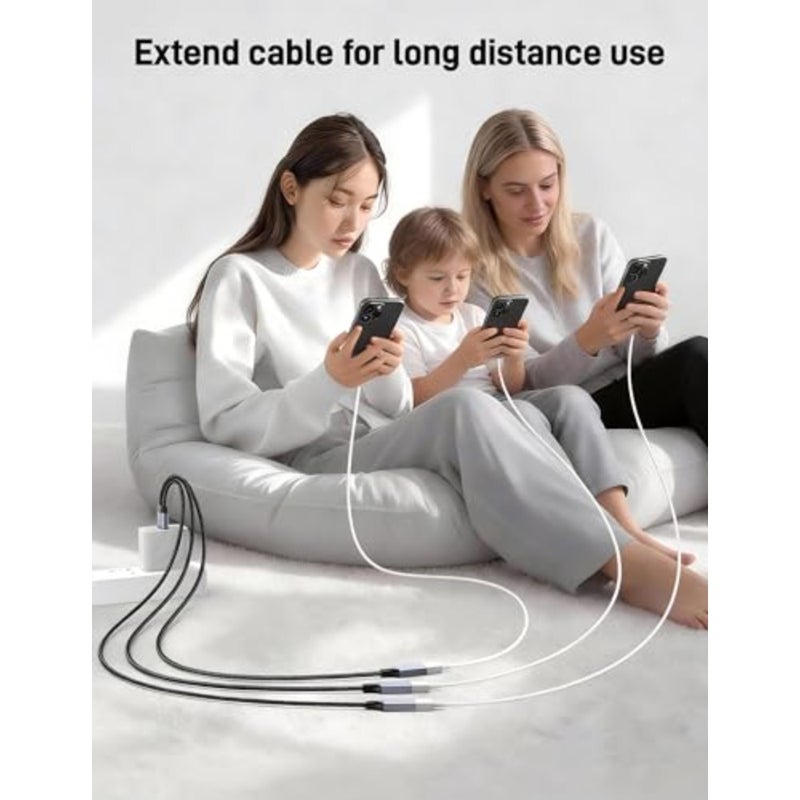 مقسم USB Y، كابل تمديد USB A ذكر إلى 3 أنثى بطول 3.3أقدام، مقسم USB 1 في 3 يدعم الشحن ونقل البيانات للطابعة/لوحة المفاتيح/محرك الفلاش/بلاي ستيشن/الكمبيوتر المحمول/LED إلخ - Image 5