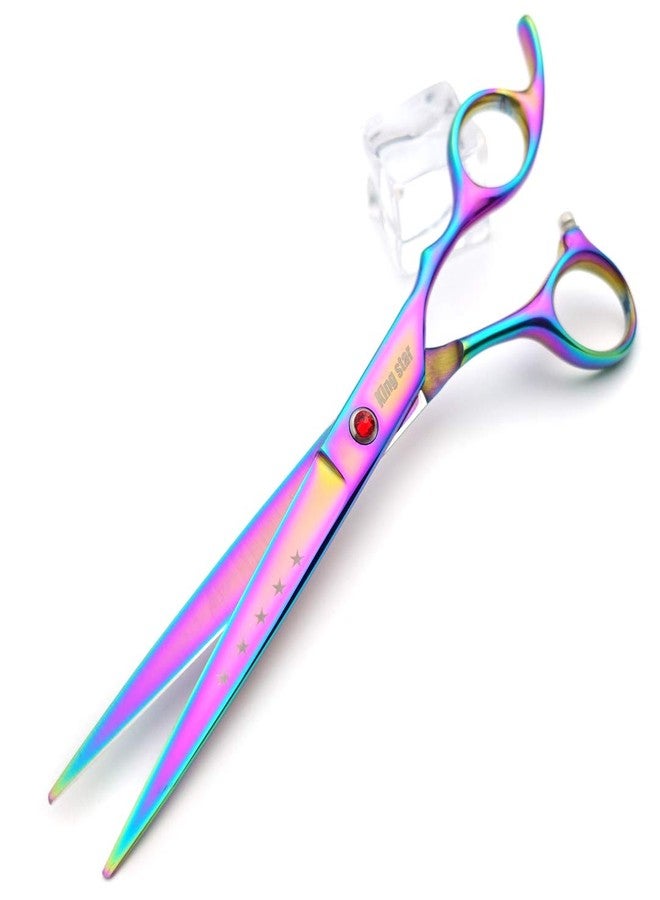 KINGSTAR 7.0in Titanium Rainbow Professional Pet Grooming Scissors Set,Straight & Thinning & Curved Scissors 4pcs Set for Dog Grooming,(Rainbow) - Image 3