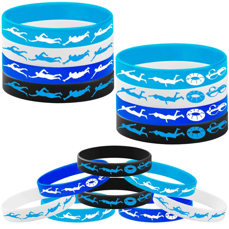 PIBIPAID 48PCS Swimming Rubber Bracelet Party Favors Swimming Silicone Wristband Party Supplies Decorations Swimming Action Sport Themed Birthday Baby Shower Party - Image 3