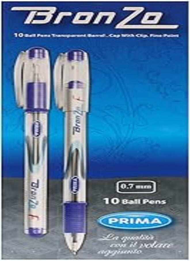 PRIMA Prima bron zo ball pen 0.7 mm transperant barrel pack of 10 pcs. - blue 