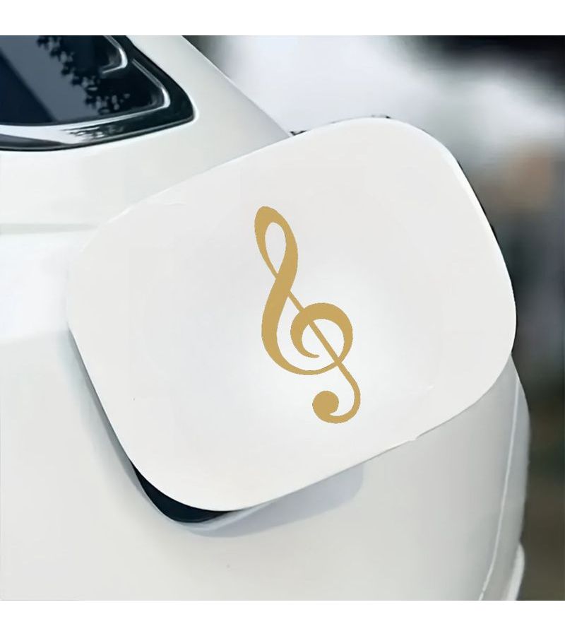 1pc Car Vinyl Decal Golden Treble Clef With White Dashed Outline Self Adhesive Waterproof Durable For Car Windows Body Laptops Helmets Skateboards Smooth Surfaces Music Notation Sticker - Image 5