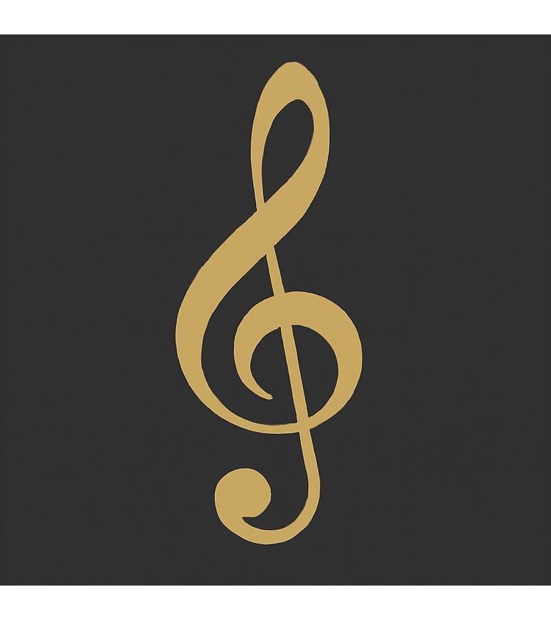 1pc Car Vinyl Decal Golden Treble Clef With White Dashed Outline Self Adhesive Waterproof Durable For Car Windows Body Laptops Helmets Skateboards Smooth Surfaces Music Notation Sticker - Image 1