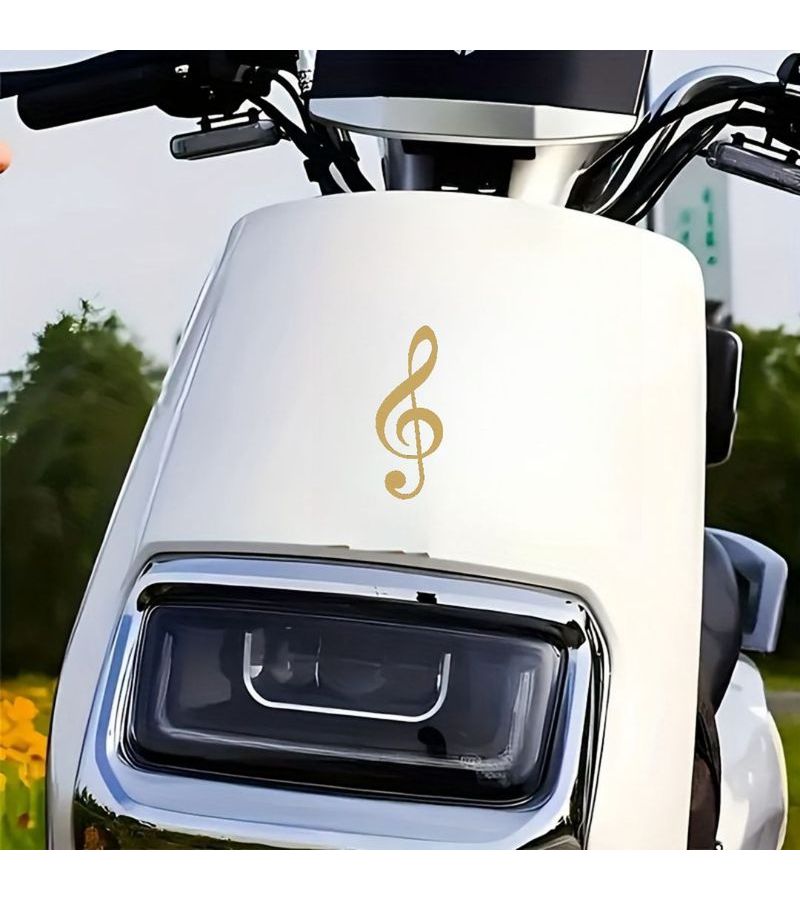 1pc Car Vinyl Decal Golden Treble Clef With White Dashed Outline Self Adhesive Waterproof Durable For Car Windows Body Laptops Helmets Skateboards Smooth Surfaces Music Notation Sticker - Image 4