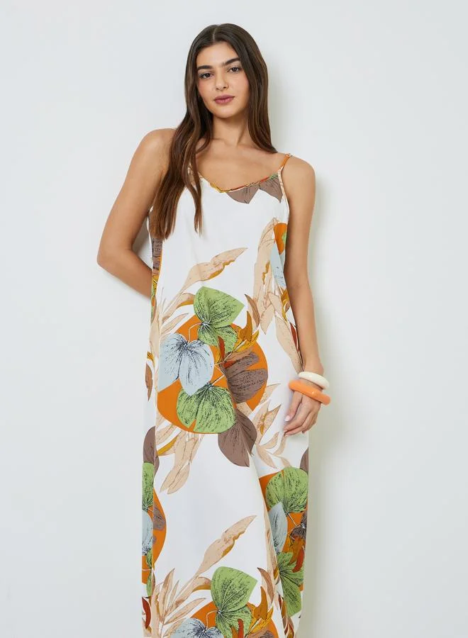 Take Two Floral Print Strappy Midi Dress