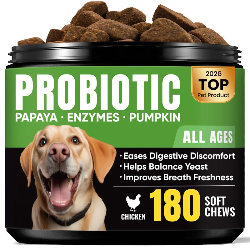 BuddyCheer Probiotics for Dogs - Dog Probiotics with 5 Enzymes & 4 Prebiotics for Itchy Skin, Pet Probiotics lab for Digestion & Gut Support, Helps Diarrhea, Yeast Infection, Allergies & Immune System -180 Chews - Image 1
