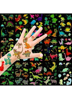 HOWAF 140+Dinosaur Temporary Tattoos, Kids Glow in Dark Dinosaur Tattoos, Dinosaur Stickers, Dinosaur Birthday Party Supplies Decorations  - Image 1