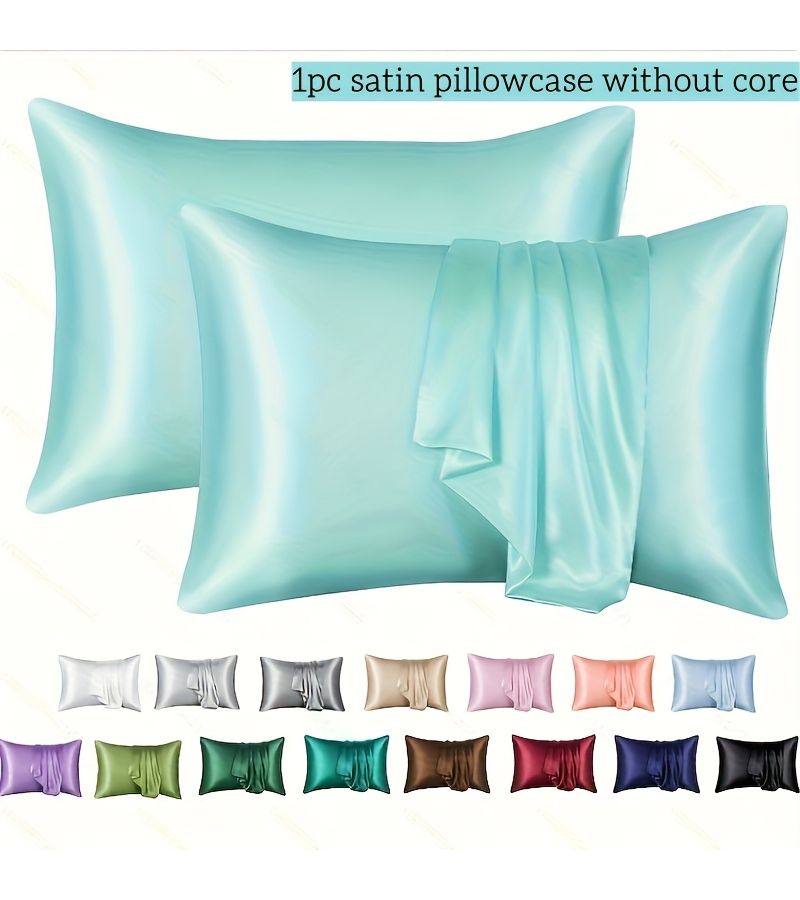 Pink Satin Pillowcase Envelope Closure Soft Skin Friendly Standard Size - Image 1