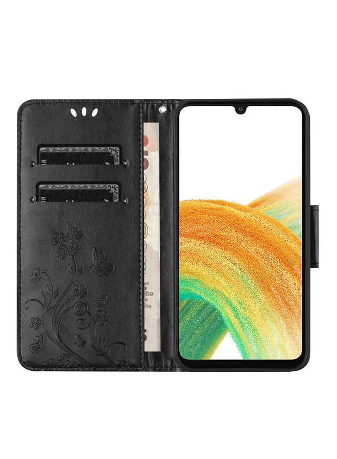 اس-توب جراب لهاتف Samsung Galaxy A36 5G بنمط زهرة الفراشة من الجلد القابل للطي - Image 4