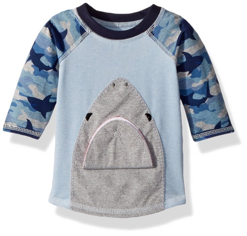 mud pie Mud Pie Boys Camo Shark Rashguard Blue XS 69M 
