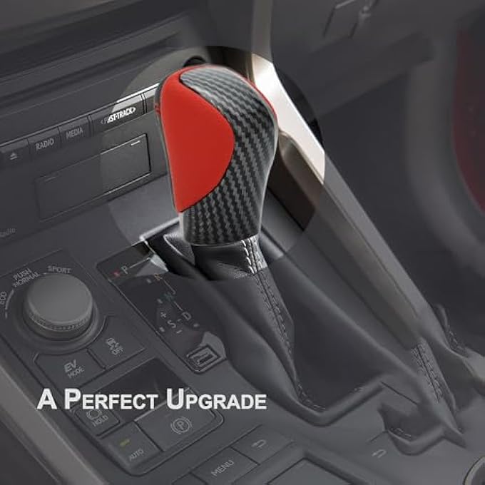 ريحني ناقل الحركة لمقبض ناقل الحركة للكزس ES GS GX هو NX RC RX 200t 300 350 3450h 450hL 350LCar Shift كرات يد معدلة برأس ترس بنمط ألياف كربون حمراء - Image 2