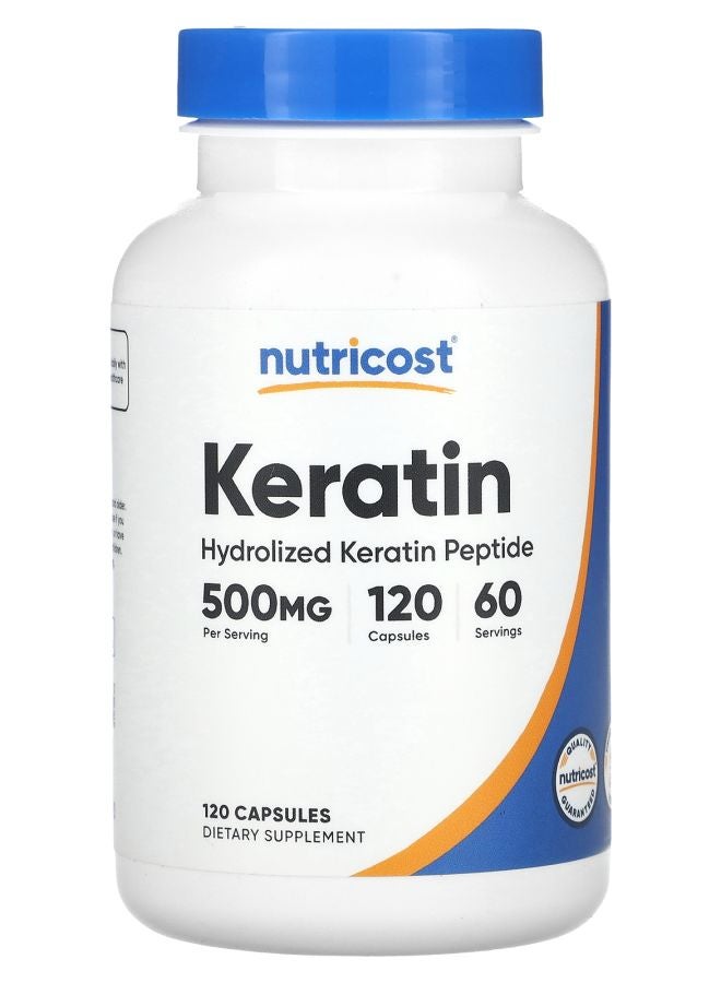 Nutricost Keratin 500 mg  120 Capsules (250 mg per Capsule)