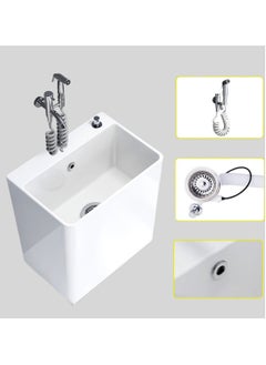AUTOYSUR Mop Sink, Ceramic Mop Service Basin with Removable Shelf,Drain Botton and Faucet, Floor Utility Sink Tub Kit for Bathroom,Balcony,Laundry Room (T8)  - Image 2
