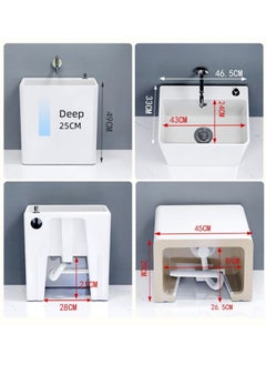 AUTOYSUR Mop Sink, Ceramic Mop Service Basin with Removable Shelf,Drain Botton and Faucet, Floor Utility Sink Tub Kit for Bathroom,Balcony,Laundry Room (T8)  - Image 3