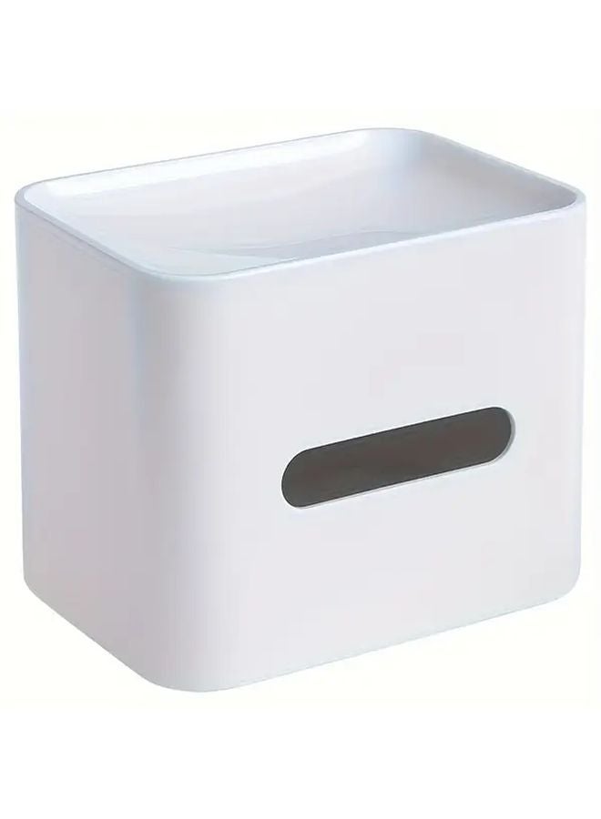White Tissue Box Holder Open Top Compact Square Organizer For Bathroom Kitchen - Image 1