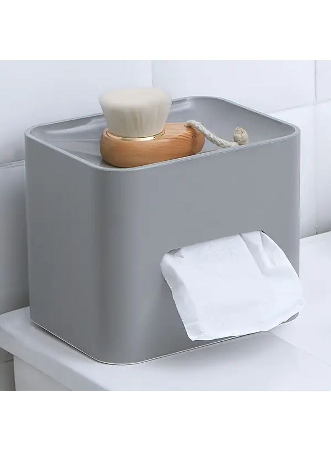 White Tissue Box Holder Open Top Compact Square Organizer For Bathroom Kitchen - Image 3