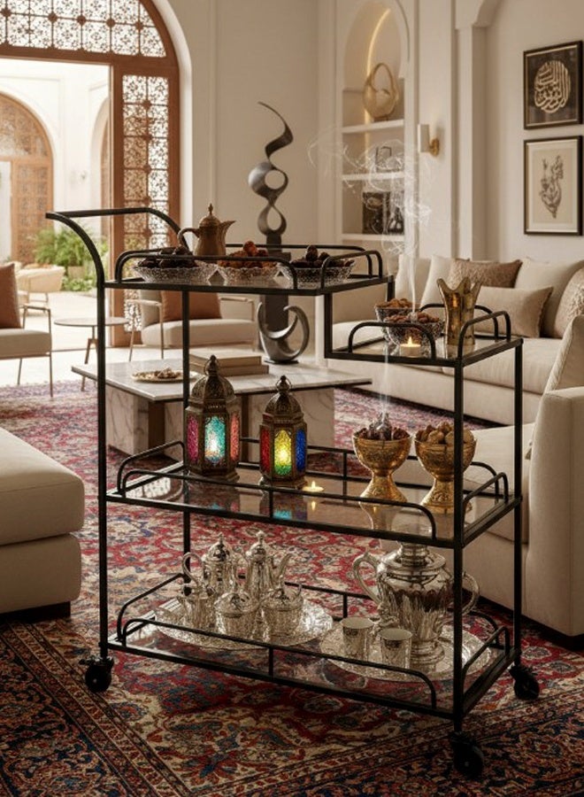 عربة خدمة تخزين بأربعة مستويات للمطبخ وغرفة الطعام - Image 3
