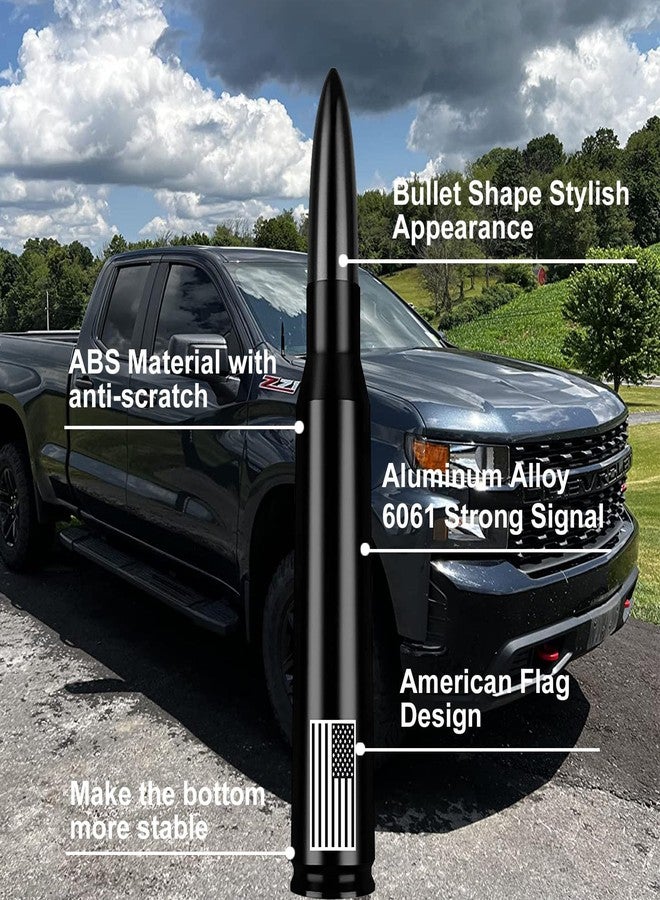 Engirette Car Truck Antenna with Valve Stem Caps American Flag, Universal Vehicle Short Replacement Mast for GMC Chevy Silverado 1500 2500 3500 HD Avalanche Ford F150 F250 F350 Super Duty Raptor Pickup, Black - Image 3