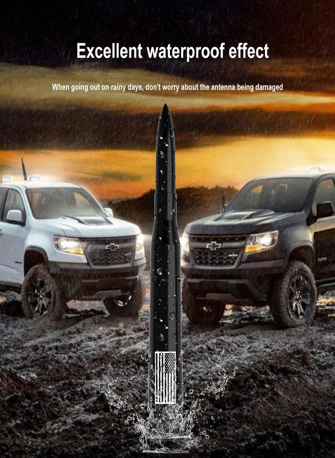 Engirette Car Truck Antenna with Valve Stem Caps American Flag, Universal Vehicle Short Replacement Mast for GMC Chevy Silverado 1500 2500 3500 HD Avalanche Ford F150 F250 F350 Super Duty Raptor Pickup, Black - Image 5