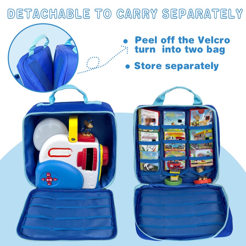 amiumuca Carrying Case Compatible with Little Tikes Story Dream Machine Books Starter Setï¼ŒKids Toys Storage Case for Little Tikes Storybook, Audio Play, Character ,with Handle and Shoulder Strap (deepblue) - Image 3