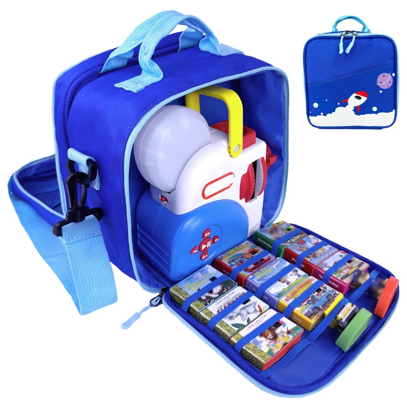 amiumuca Carrying Case Compatible with Little Tikes Story Dream Machine Books Starter Setï¼ŒKids Toys Storage Case for Little Tikes Storybook, Audio Play, Character ,with Handle and Shoulder Strap (deepblue) - Image 1