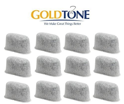 جولد تون فلتر قهوة من العلامة التجارية Goldtone سعة 8-12 كوب ومجموعة مكونة من 12 فلتر مياه فحمي يناسب ماكينة صنع القهوة ومصانع البيرة من Cuisinart. يستبدل فلتر القهوة المخروطي رقم 4 القابل لإعادة الاستخدام وفلتر المياه من كويزينارت - Image 2