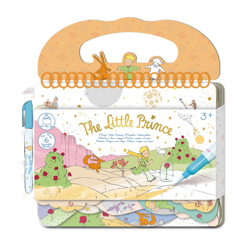 Avenir - The Little Prince Magic Water Painting Set – 6 Reusable Cards, 140 Removable Stickers & Refillable Pen | Mess-Free Water Coloring Book for Kids | Travel Art Toy - Image 1