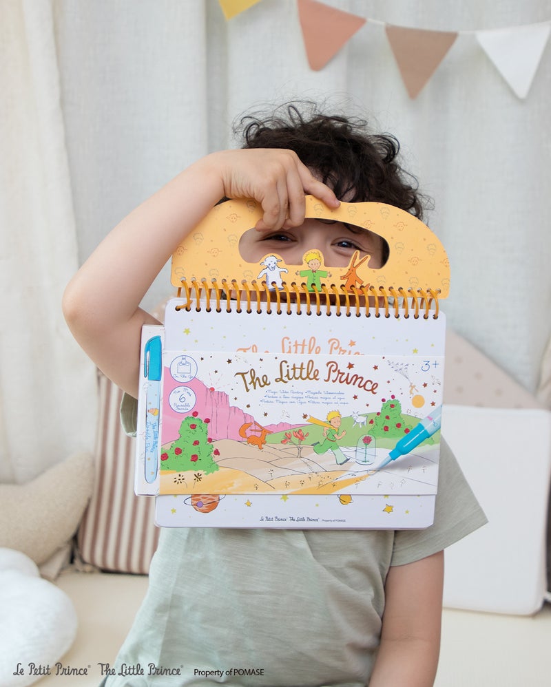 Avenir - The Little Prince Magic Water Painting Set – 6 Reusable Cards, 140 Removable Stickers & Refillable Pen | Mess-Free Water Coloring Book for Kids | Travel Art Toy - Image 2