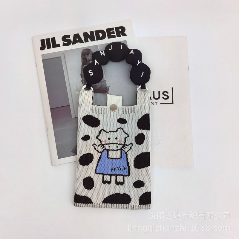 South Korea Ins Shoulder Crossbody Mobile Phone Bag Cute Cat Knitted Handbag Women'S Fashion All-Match - Image 3