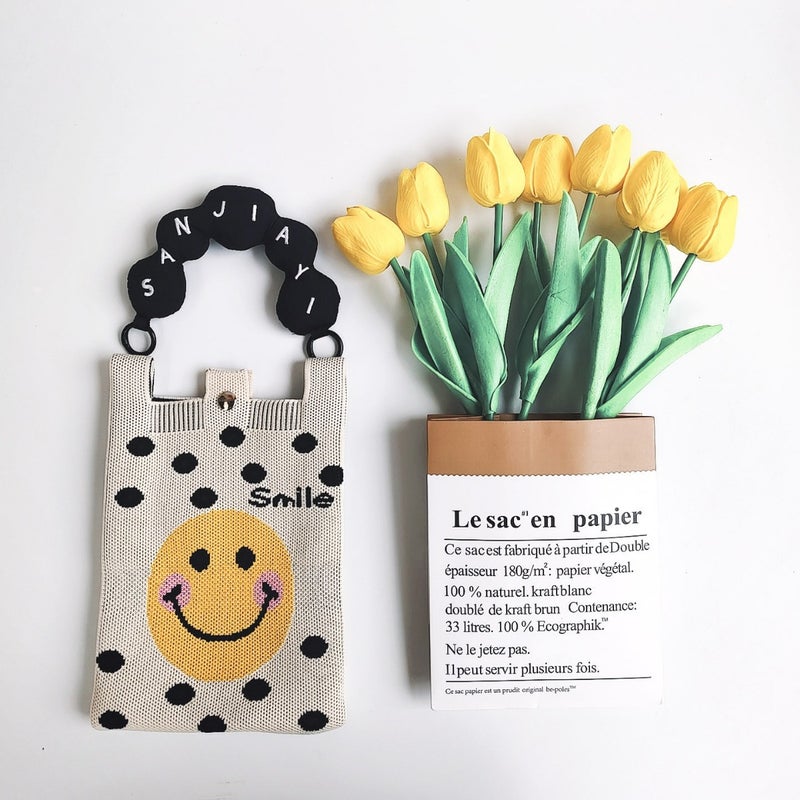 South Korea Ins Shoulder Crossbody Mobile Phone Bag Cute Cat Knitted Handbag Women'S Fashion All-Match - Image 4