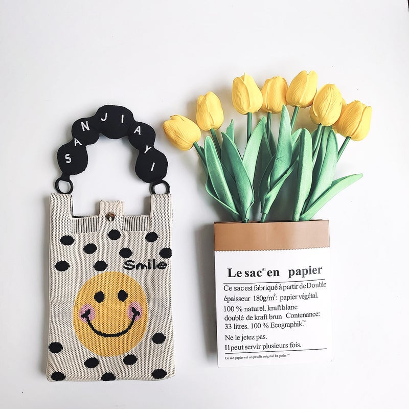 South Korea Ins Shoulder Crossbody Mobile Phone Bag Cute Cat Knitted Handbag Women'S Fashion All-Match - Image 1