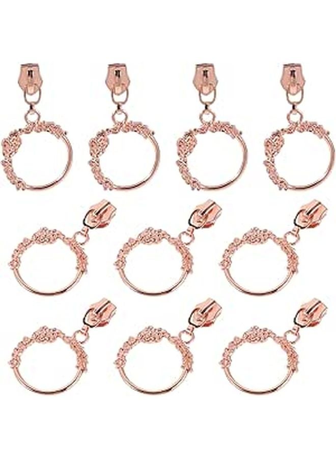 Rose Gold Zipper Puller Replacement Set 10Pcs for Luggage Clothing and Sewing Accessories - Image 1