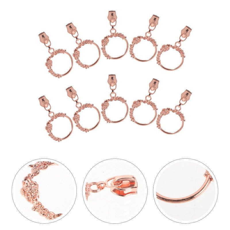 Rose Gold Zipper Puller Replacement Set 10Pcs for Luggage Clothing and Sewing Accessories - Image 4