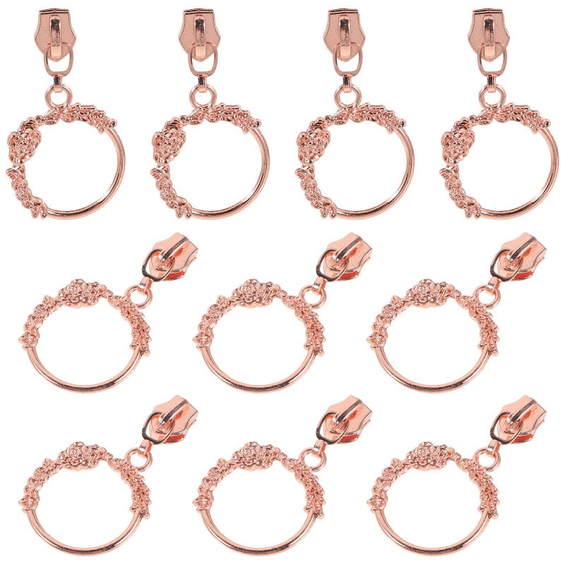 Rose Gold Zipper Puller Replacement Set 10Pcs for Luggage Clothing and Sewing Accessories - Image 2