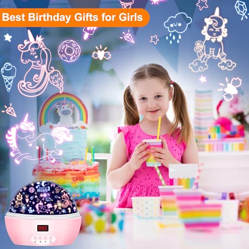 MOKOQI Kid Unicorn Night Light for Girls, and Baby Bear Night Lights Rotating Light Projector with Timer Color Changing Birthday Gifts for 3-5-10 Year Old Girls - Image 4