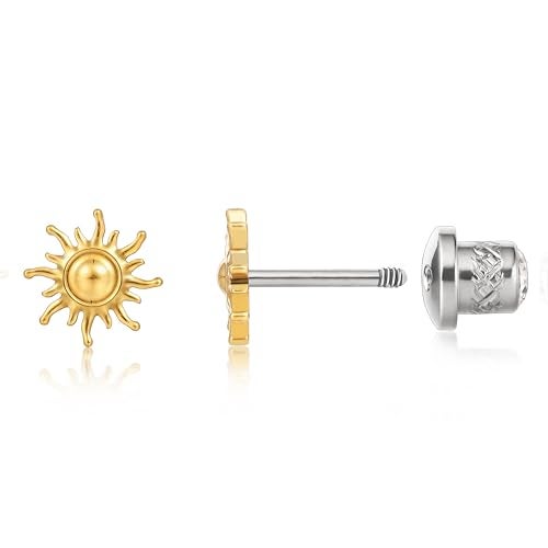 limerencia 20G Hypoallergenic Titanium Screw Back Earrings G23 Implant Grade F136 Piercing Post for Sensitive Ears Tragus Helix Cartilage - Image 1