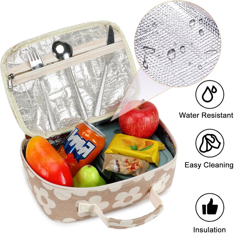 BLUBOON Kids Girls Lunch Bag Insulated Lunch Box for school Corduroy Lunch Cooler Organizer School Kids Lunch Tote - Image 3