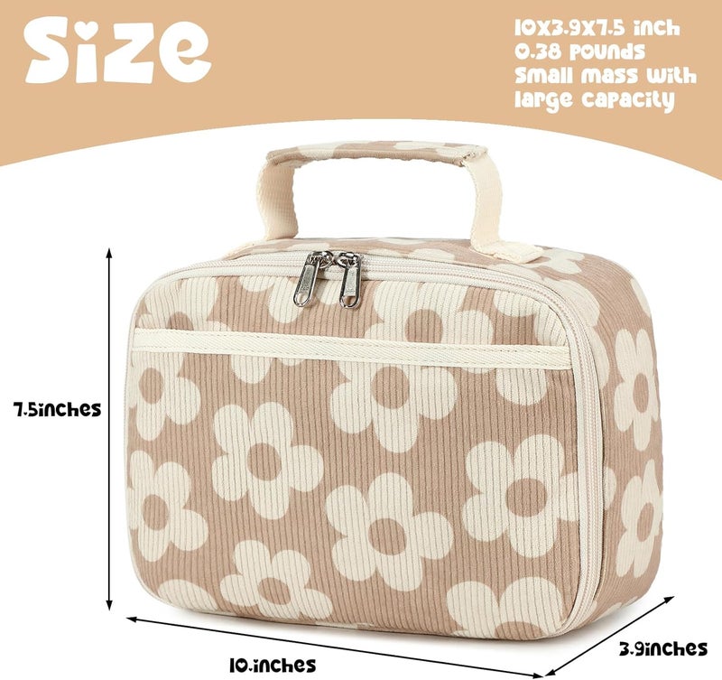 BLUBOON Kids Girls Lunch Bag Insulated Lunch Box for school Corduroy Lunch Cooler Organizer School Kids Lunch Tote - Image 2