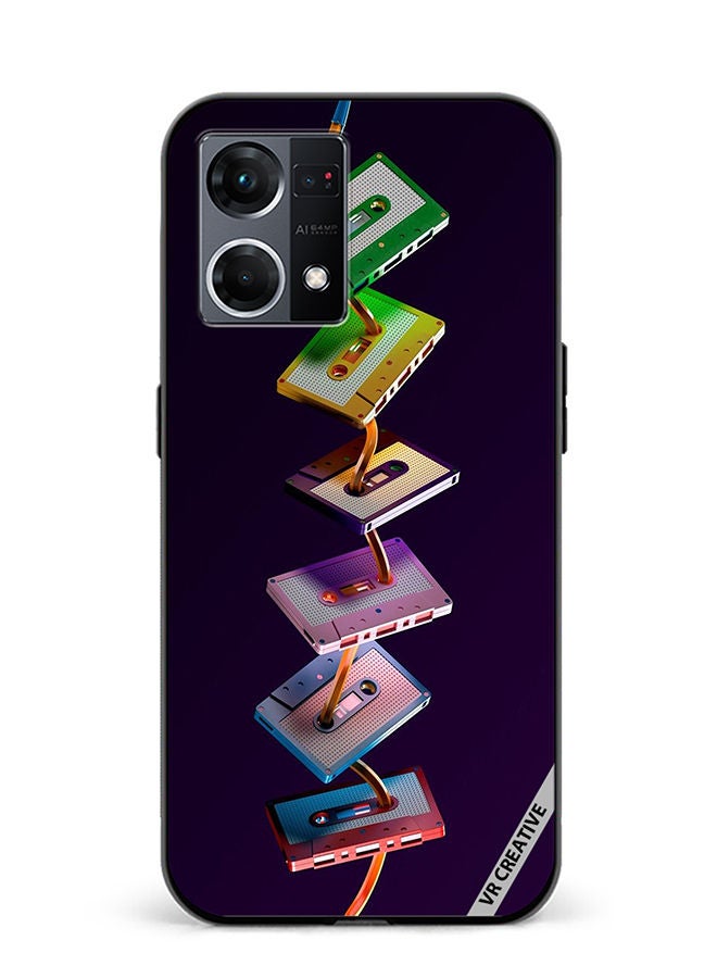 VR CREATIVE Protective Case Cover For Oppo Reno8 4G Cassette Tape Design Multicolour - Image 1