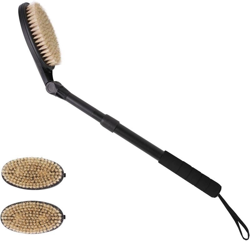 EASACE 30 Back Scrubber Brush for Shower Soft and Stiff Bristles Adjustable Head Long Handle Replacement Brush Head - Image 1