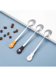 Patelai 6 Pieces Dog Cat Can Food Spoon Pet Stainless Steel Food Spoon With Cute Cat Claw Silicone Handle (White, Black, Orange)  - Image 4