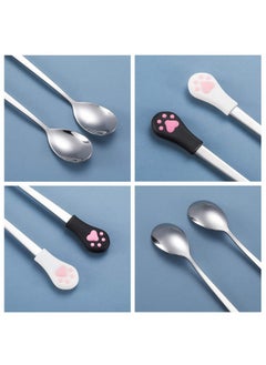 Patelai 6 Pieces Dog Cat Can Food Spoon Pet Stainless Steel Food Spoon With Cute Cat Claw Silicone Handle (White, Black, Orange)  - Image 3