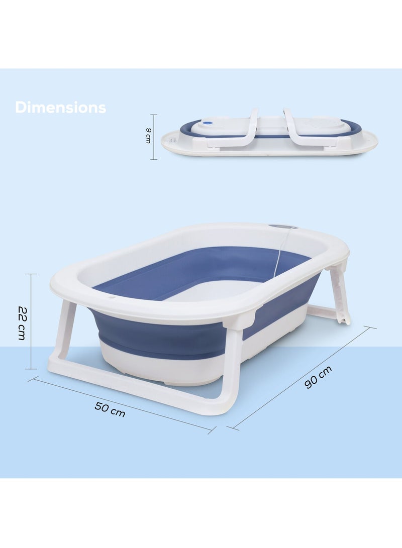 Nurtur Foldable Baby Bathtub with Digital temperature display  Mini swimming pool bather for baby with Non slip design   Blue - Image 4