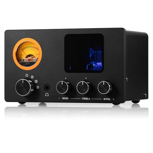 Nobsound ​Douk Audio Vacuum Tube Preamp: Headphone Amp with VU Meter, 4-Way RCA Selector Switch Box, Preamplifier with Tone Control for​ Receivers, Amplifiers, Speakers, 16-600Ω Headphones (TUBE-T5C) - Image 1