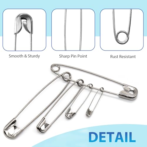 Oiojuct 200 PCS Large Safety Pins - 2.1 Inch Heavy Duty Sewing Pins for Clothing, Strong Nickel Plated Steel - Image 4