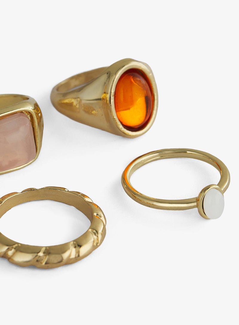 جينجر ست قطع خواتم ذهبية بتصميمات متنوعة - Image 3